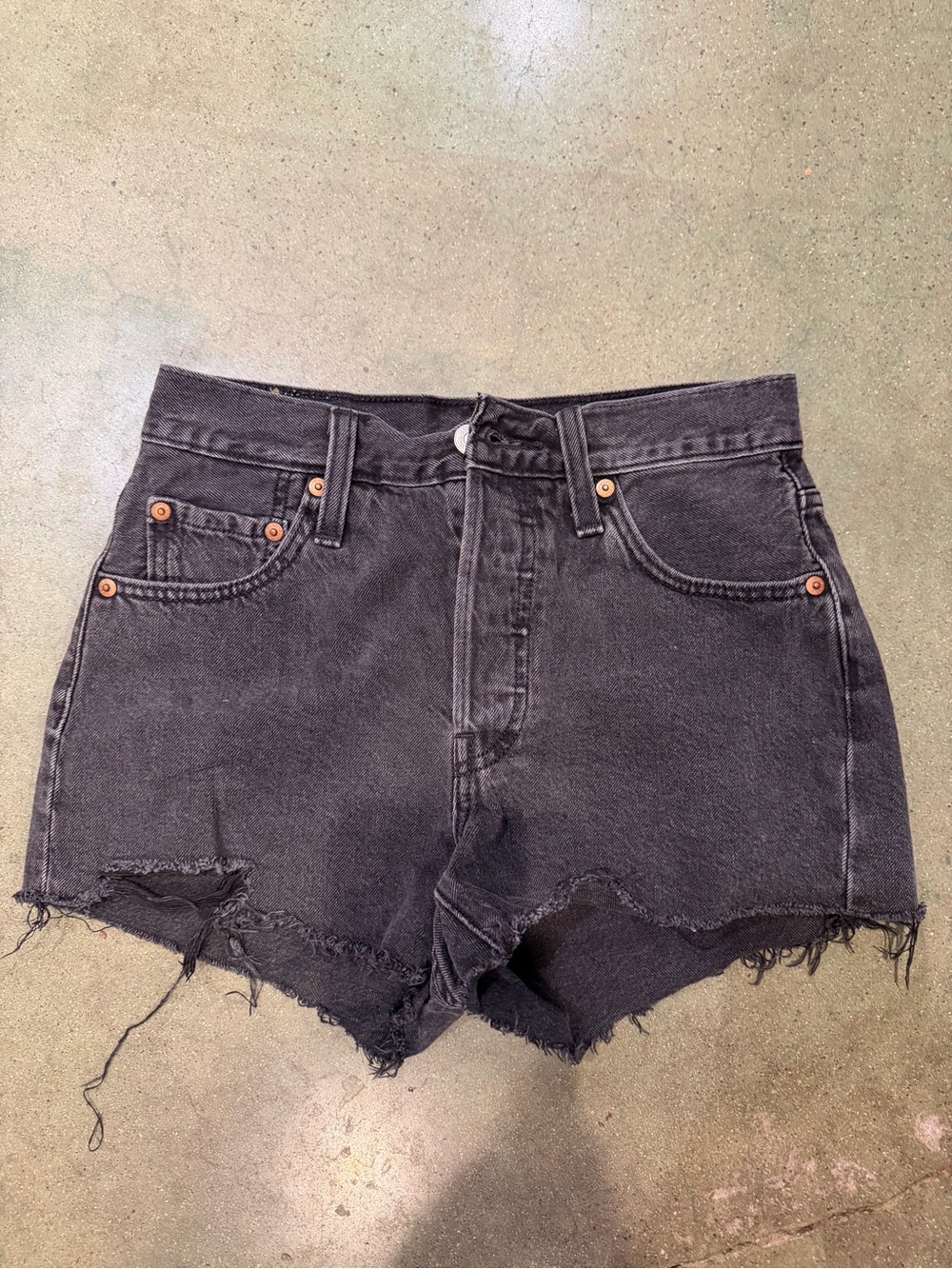 Levi's High-Waist Black Washed Denim Cutoff Shorts
